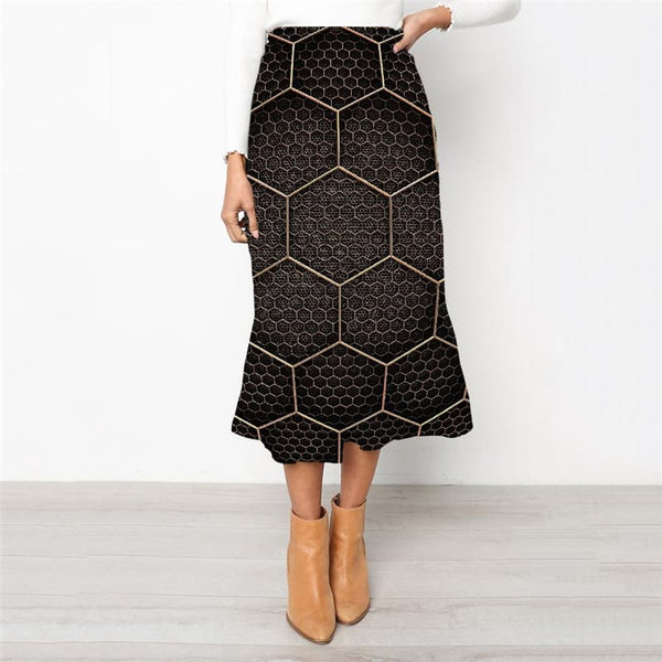 
Geometric Skirts Women Psychedelic Rock Frauen Vortex High waist skirts Honeycomb School skirt - KYKU
                