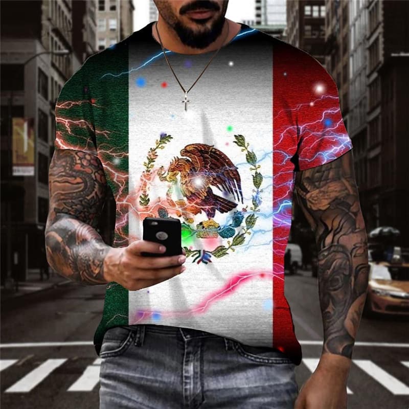 Eagle T shirt Men Lightning Anime Clothes Mexico Tshirts Casual Galaxy Funny T shirts