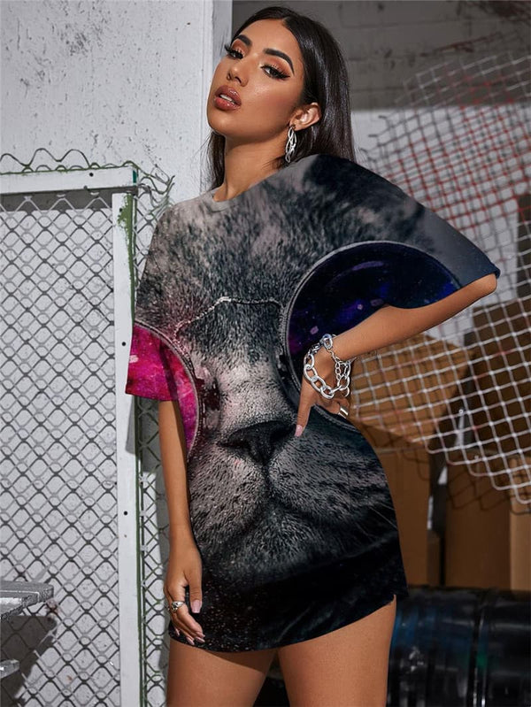 
Cat T Shirt Women Animal Summer Nebula Tshirt Printed Galaxy Shirt Print Rock Funny T shirts
                