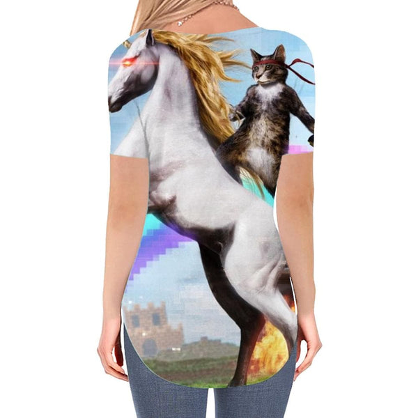 
Unicorn T-shirt women Cat T-shirts 3d Rainbow Tshirts Printed Flame V-neck Tshirt
                