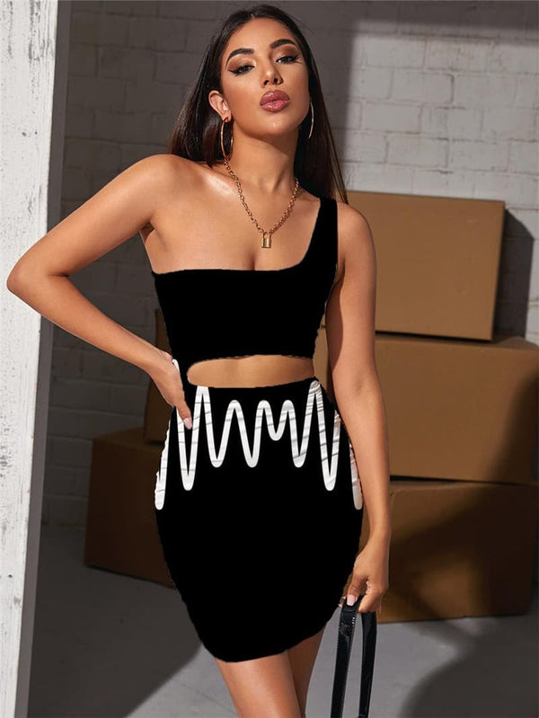 Line Dresses Women Music Halter Sleeveless Retro Vestido Sexy Party Pleating