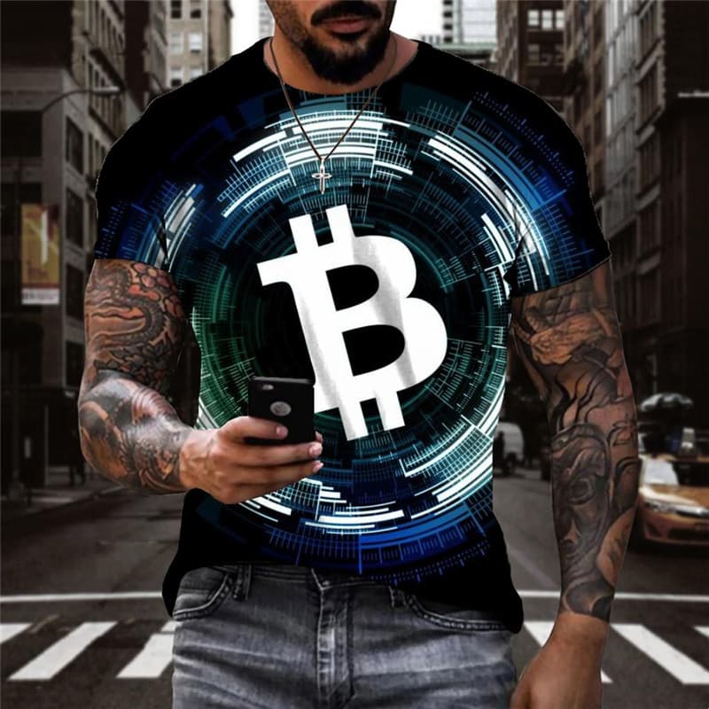 Bitcoin T-shirt Men Harajuku Tshirt Printed Black Shirt Print Hip Hop Anime Clothes