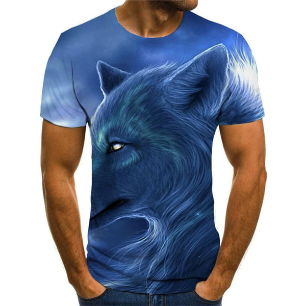 
Wolf T shirt Men Animal Tshirts Casual Cloud Anime Clothes Street T-shirts 3d
                