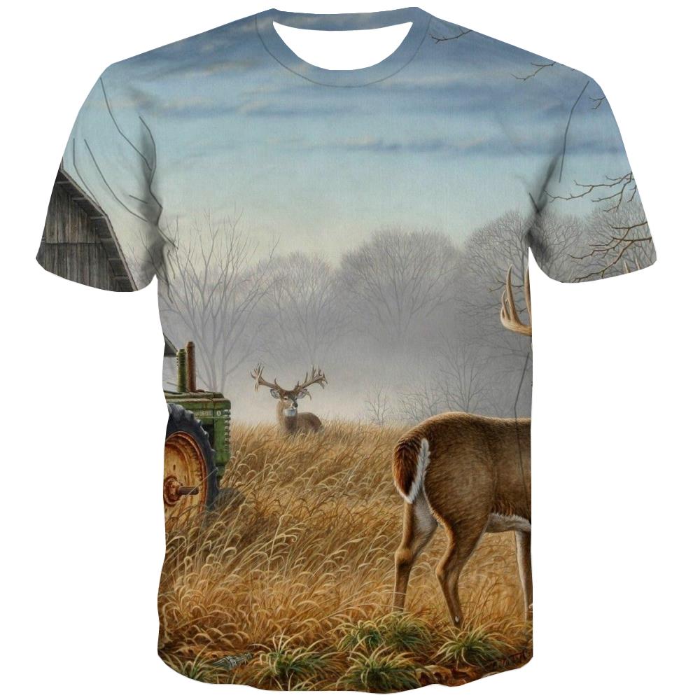 Hunting T-shirt Men Jungle T-shirts Graphic Deer Tshirts Casual Shooter Tshirts Cool Camouflage Tshirt Anime