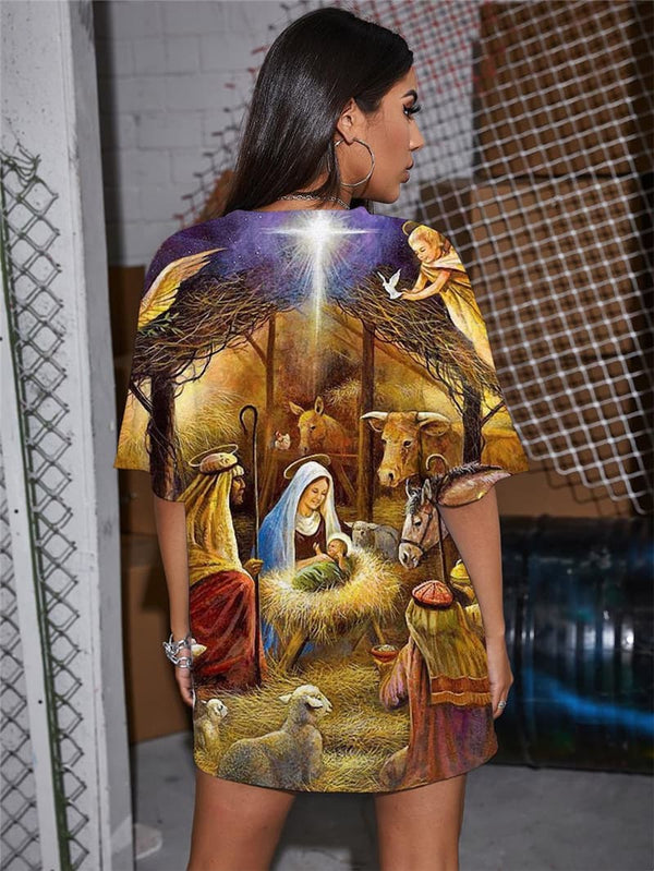 
Jesus T-shirt Women Christian Gothic Angel Shirt Print Animal Summer Galaxy T-shirts 3d
                
