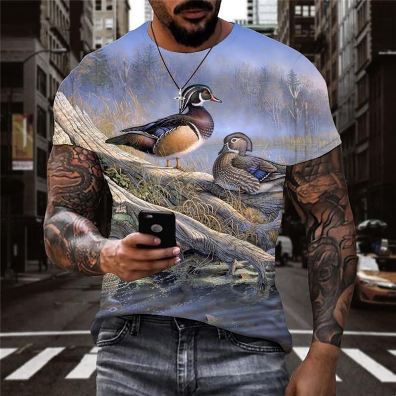 Bird T-shirt Men Animal Tshirt Printed Landscape Shirt Print Hip Hop Funny T shirts