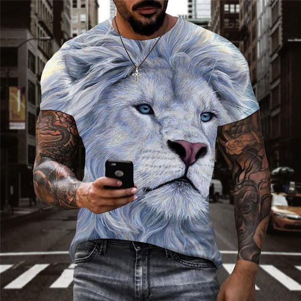 Lion T-shirt Men Animal Shirt Print Painting T-shirts 3d White Tshirt Printed