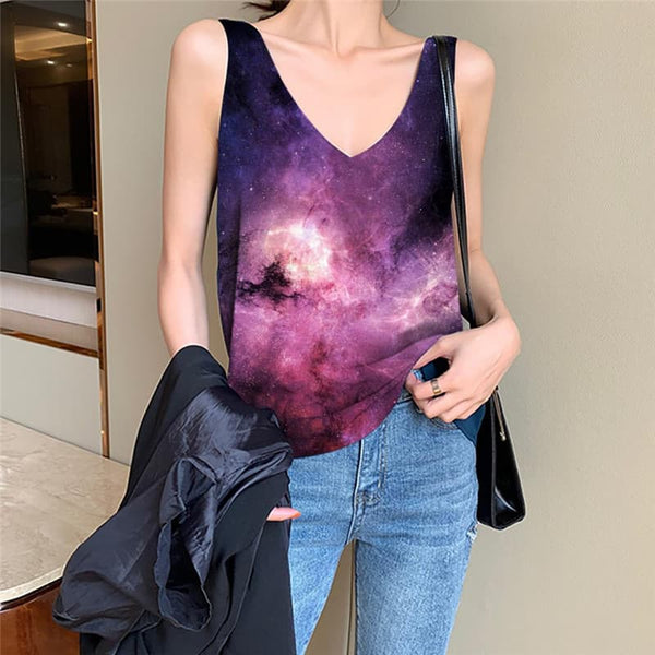 Galaxy Tank-Top women Space Anime Clothes Nebula Tank Tops Casual Universe Sleeveless 3d