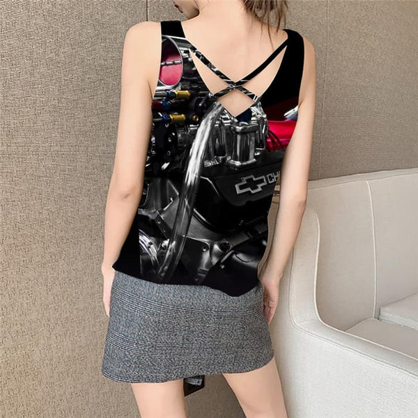 
Metal Tank-Top women Engine Tank Tops Casual Gear Vest Print Motorcycle Vest Printed
                