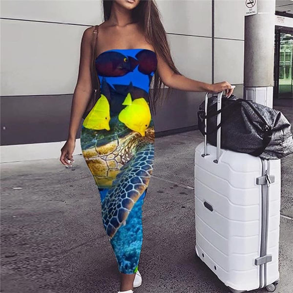 Fish Dress Women Animal Ladies Dresses Tracksuits Bodycon Dress Ocean Sundress Turtle Party
