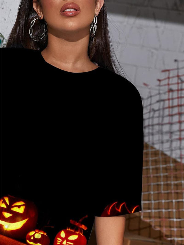 
Halloween T Shirt Women Pumpkin Funny T shirts Party Shirt Print Cosplay Summer
                