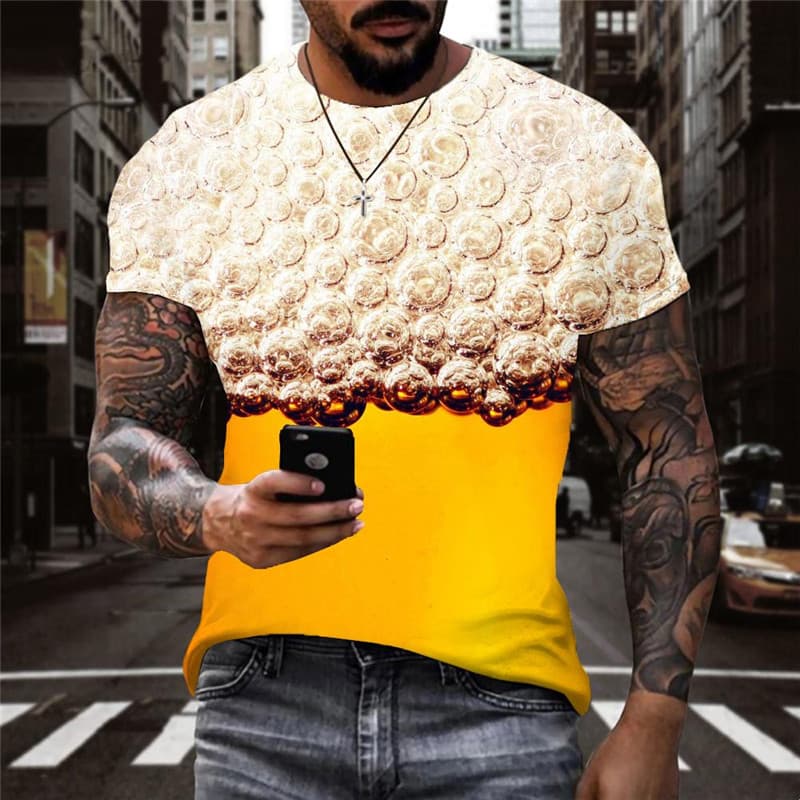 Beer T-shirt Men Novel Tshirts Casual Harajuku Funny T shirts Hip Hop T-shirts 3d