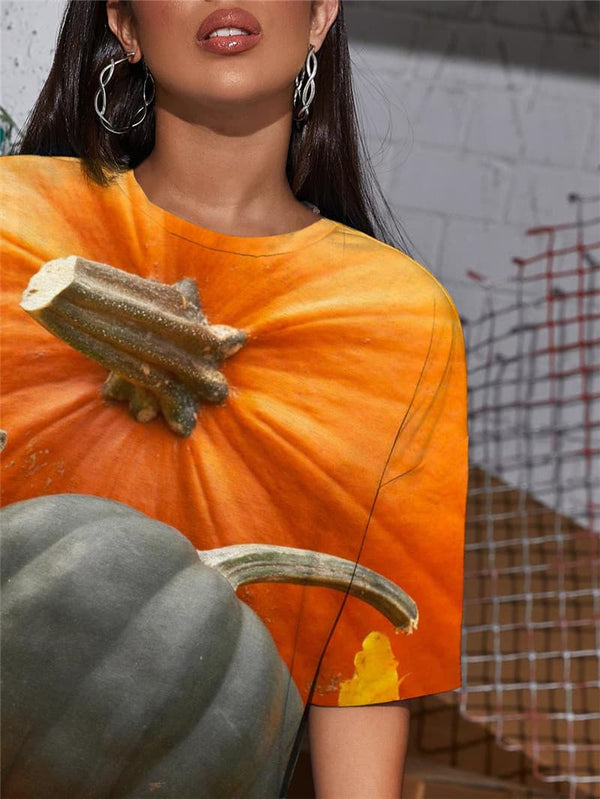 
Pumpkin T Shirt Women Halloween Summer Corn Gothic Novel T-shirts 3d
                