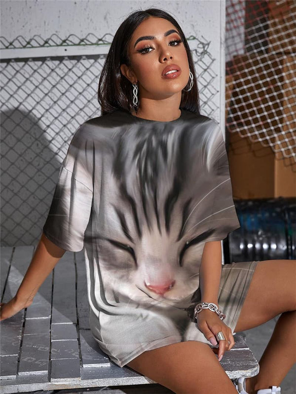 
Cat T Shirt Women Animal Gothic Lovely Shirt Print Harajuku Summer
                