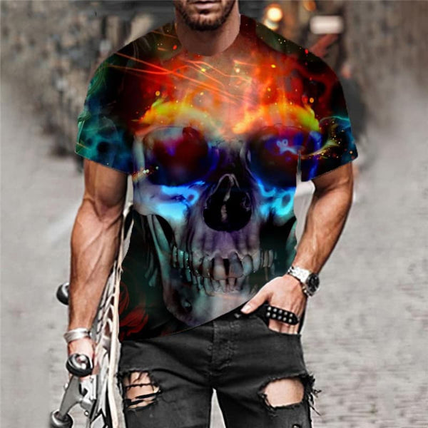
Skull T shirt Men Flame Anime Clothes Party Shirt Print Hip Hop T-shirts 3d
                