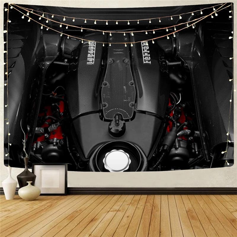 Metal Tapiz Engine Wall Tapestry Gear Tenture Mandala Engine Tapestries Punk Home Tapestrys