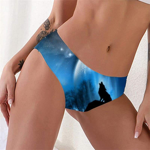 Wolf Briefs Women Animal Tanga Anime Sexy Moon Pantys Blue Lingerie Female - KYKU