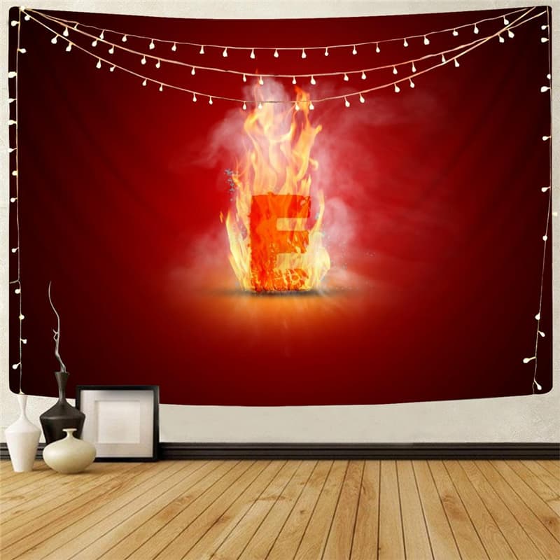 Flame Tapiz Hip Hop Wall Tapestry Letter Rug Wall Decor Mandala Witchcraft New