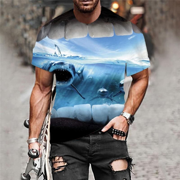 
Shark T shirt Men Ocean T-shirts 3d Animal Anime Clothes Hip Hop Funny T shirts
                