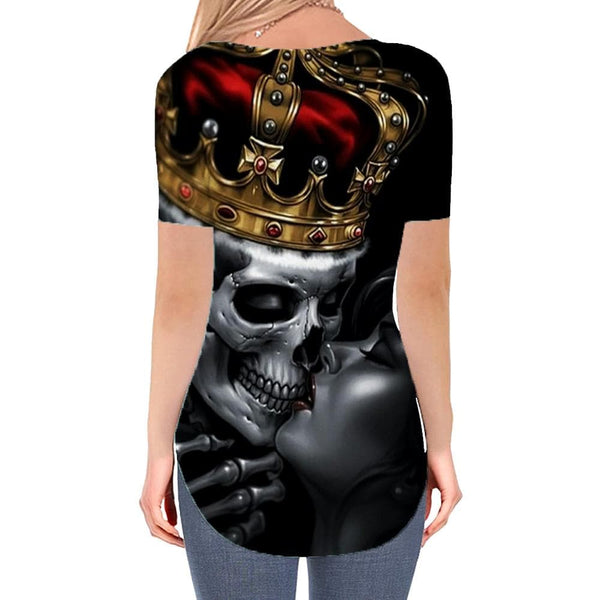 
Skull T Shirt Women Skeleton Funny T shirts Crown V-neck Tshirt Hip Hop Shirt Print
                