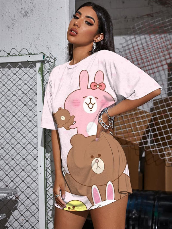 
Rabbit T-shirt Women Animal Summer Lovely Funny T shirts Home Tshirt Printed
                