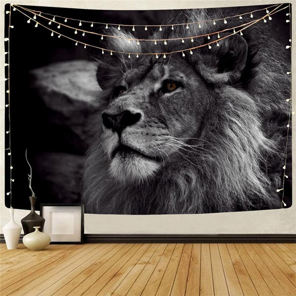 
Lion Tapiz Animal Wall Tapestry Anime Rug Wall Black Tapestries Cartoon Tenture Mandala
                