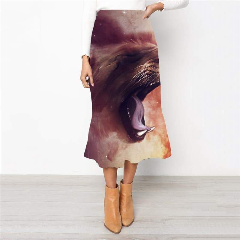 Lion Skirt Women Animal School skirt Anime Rock Frauen Nebula Skirt Ladies Colorful High waist skirts - KYKU