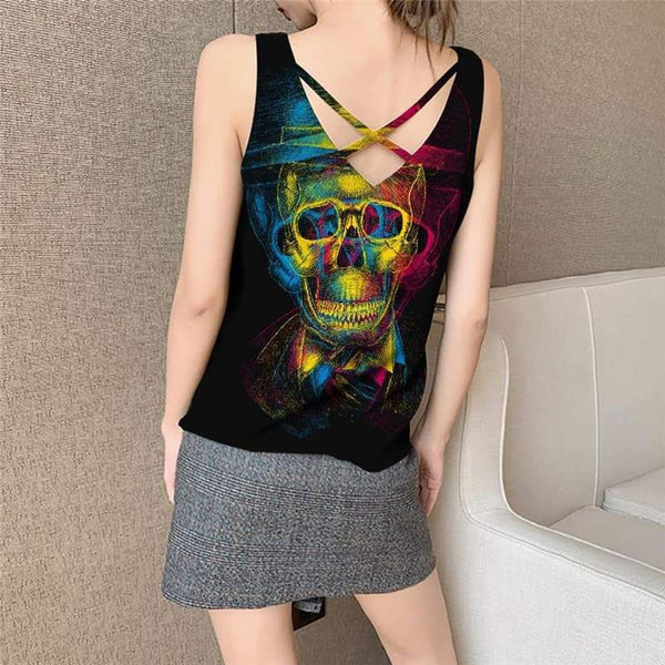 
Skull Tank Top Women Punk Vest Print Psychedelic Anime Clothes Hat Funny Top - KYKU
                