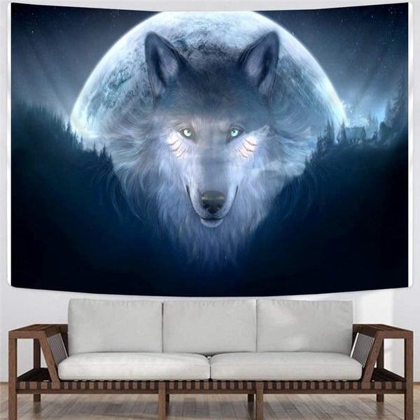 
Wolf Tapestry Animal Tapestries Anime Home Tapestrys Moon Rug Wall Head Tenture Mandala
                