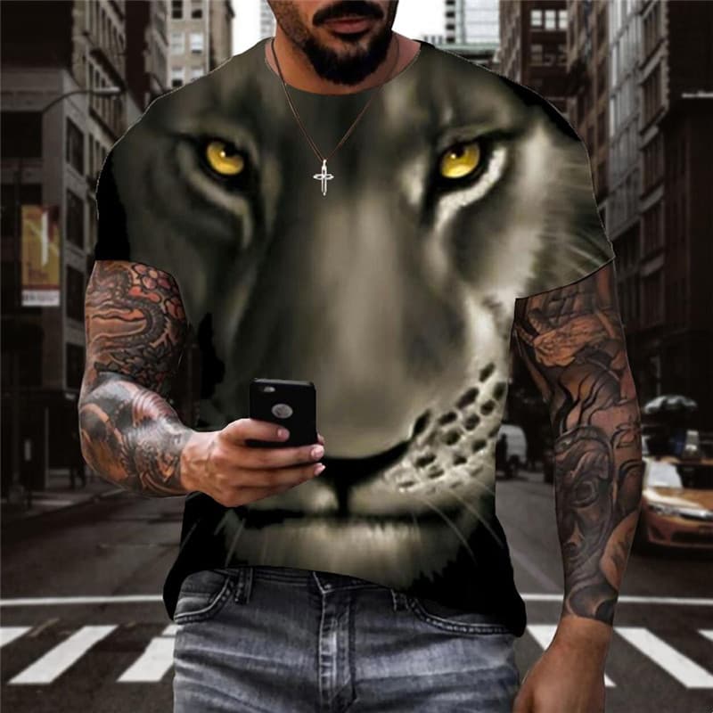 Lion T shirt Men Animal T-shirts 3d Street Funny T shirts Casual Tshirt Printed