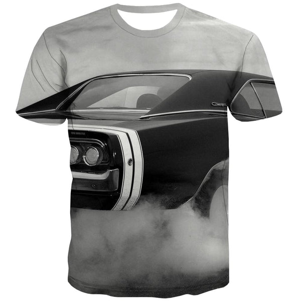 Racing Car T-shirt Men Metal Tshirt Anime City Tshirt Printed Gray Tshirts Novelty Retro T-shirts 3d
