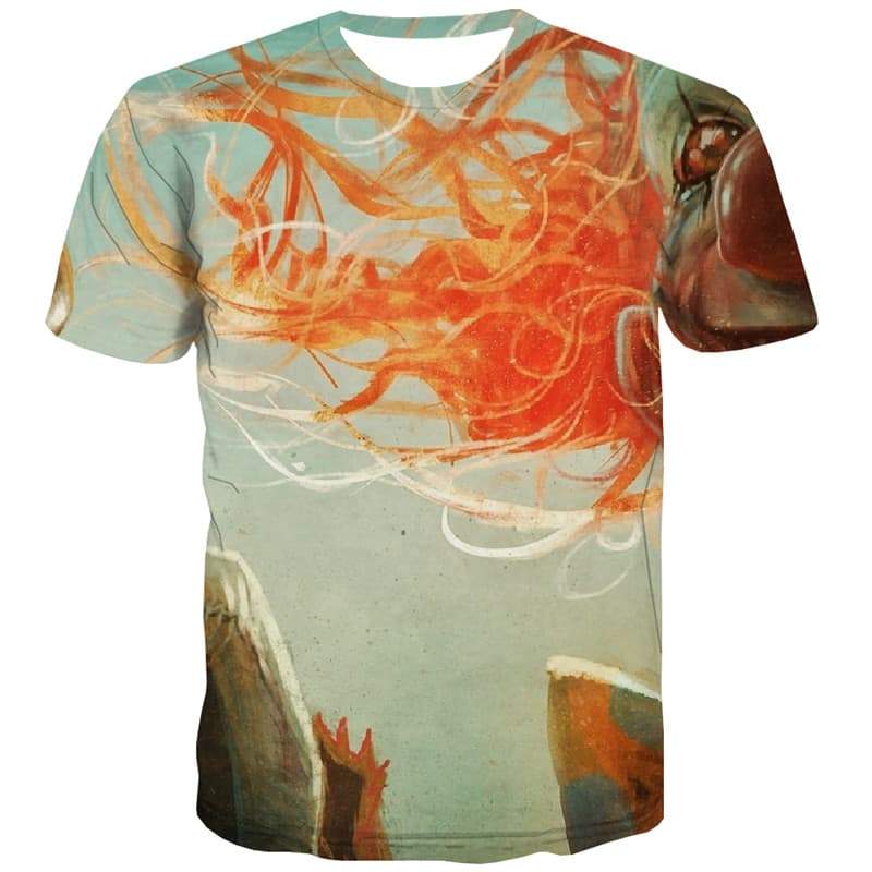 Psychedelic T-shirt Men Abstract T shirts Funny Colorful Tshirt Anime Harajuku T-shirts 3d - KYKU