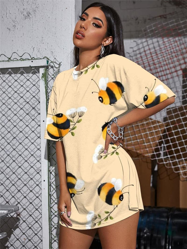 
Bee T-shirt Women Animal Punk Rock Flower T-shirts 3d Lovely Funny T shirts
                