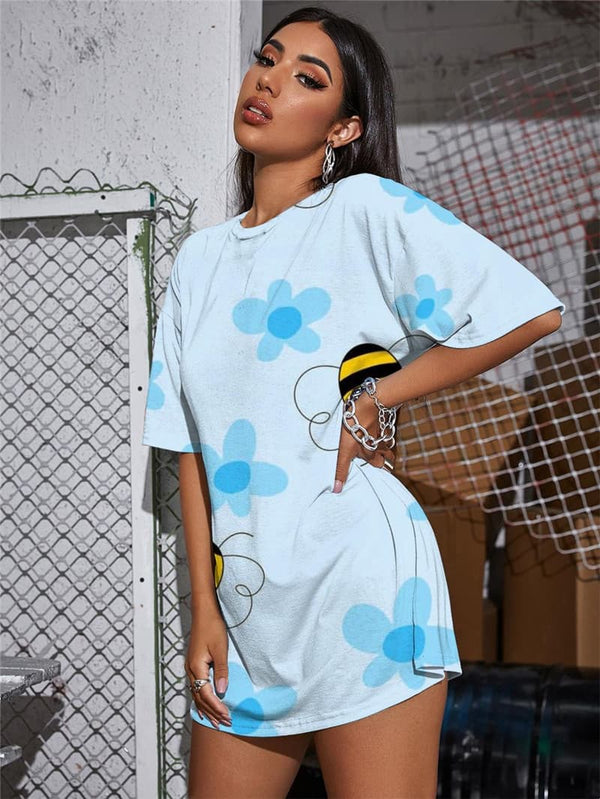 
Bee T Shirt Women Animal Punk Rock Lovely Gothic Flower T-shirts 3d
                