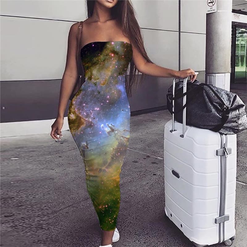 Galaxy Dress Women Space 3d Print Universe Boho Hip Hop Vestido Sexy
