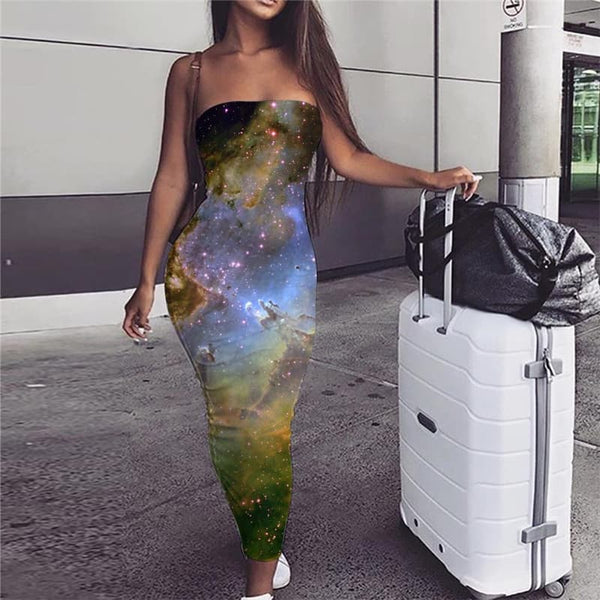 Galaxy Dress Women Space 3d Print Universe Boho Hip Hop Vestido Sexy