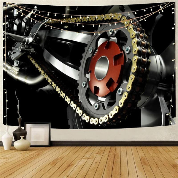Engine Tapestry Gear Tapestries Metal Rug Wall Decor Boho decor Witchcraft