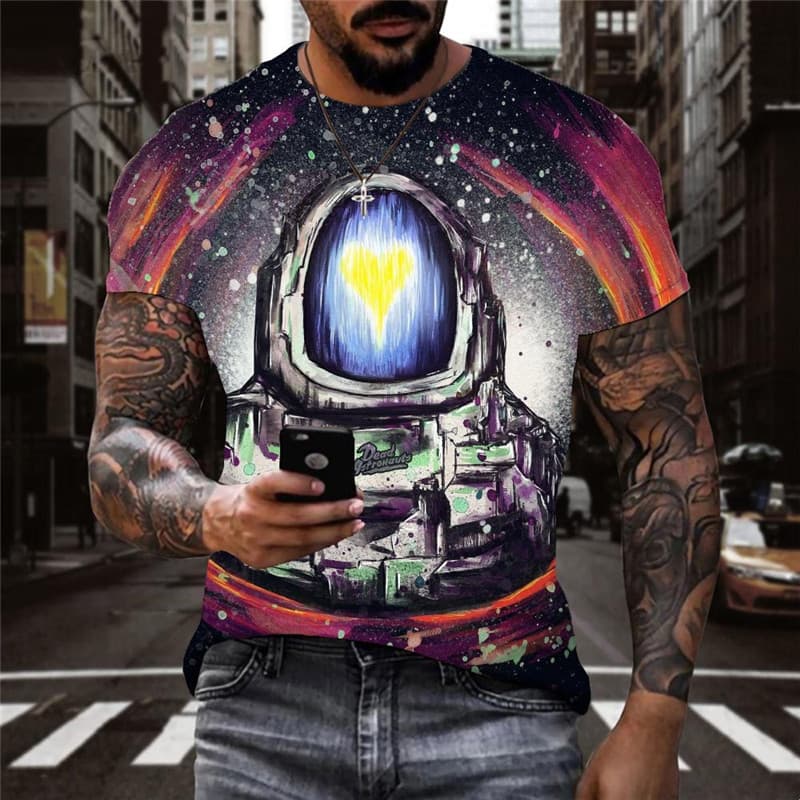 Astronaut T-shirt Men Galaxy Tshirts Casual Dizziness Funny T shirts Novel Tshirt Printed