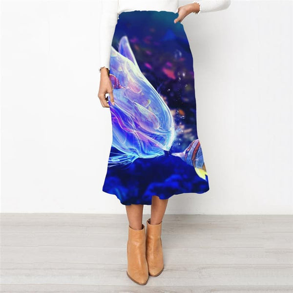 Fish Skirts Women Animal Skirt Ladies Tracksuits Rock Frauen Jellyfish School skirt Harajuku High waist skirts