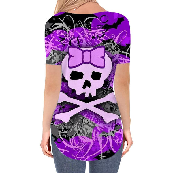 
Skull T-shirt women Kawaii Tshirts Printed Hip Hop T-shirts 3d Lovely V-neck Tshirt
                
