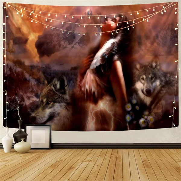 Indios Tapiz Wolf Tapestries Lovely Wall Tapestry Decor Boho decor Witchcraft