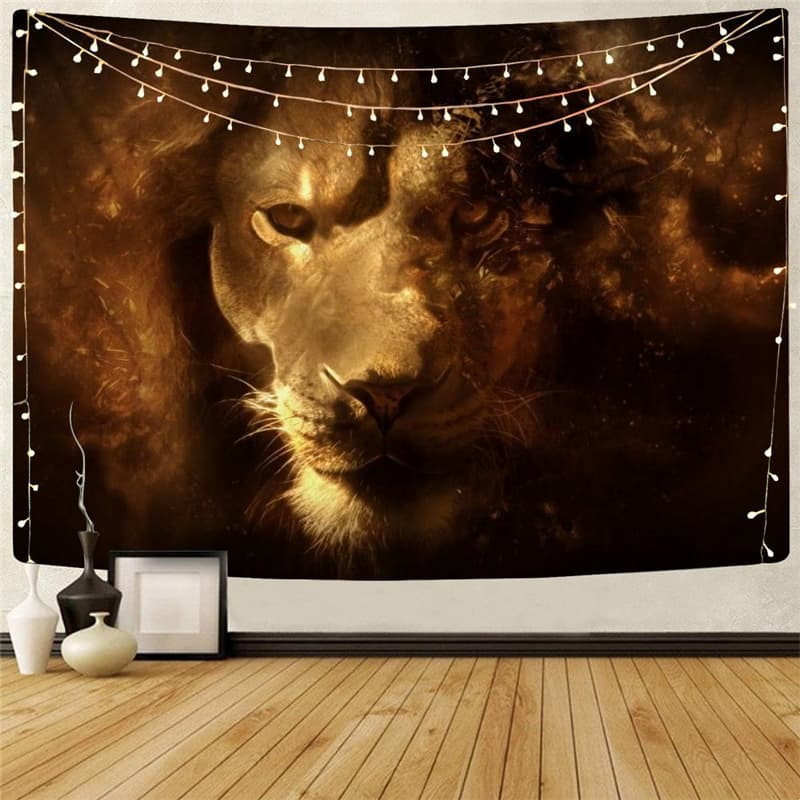 Lion Tapiz Animal Wall Tapestry Anime Home Tapestrys Nebula Tapestries Harajuku Tenture Mandala