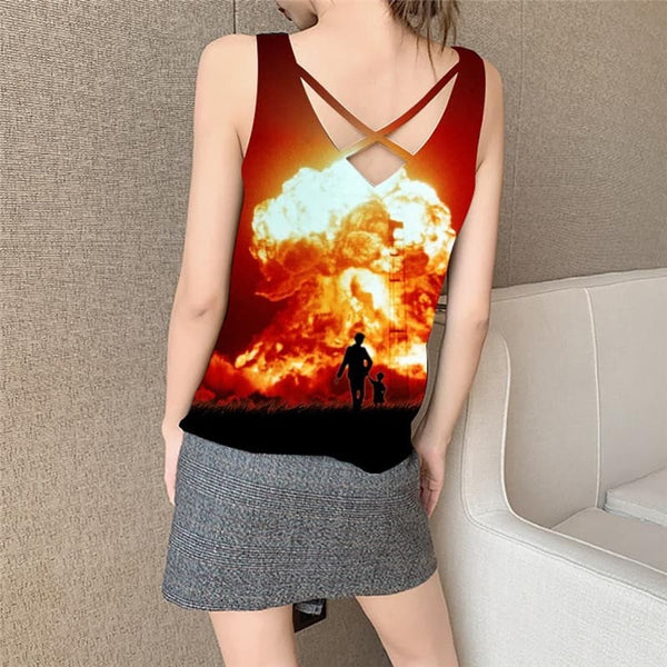 
Flame Tank-Top women Landscape Anime Clothes Harajuku Vest Print Womens Clothing
                