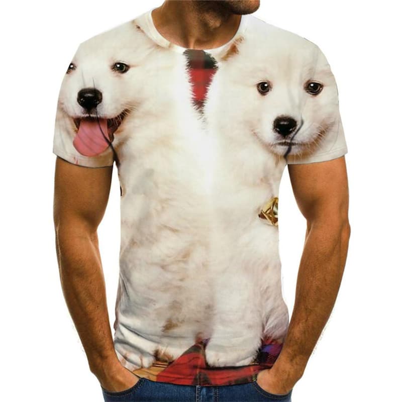 Animal T shirts Men Dog Tshirts Novelty Lovely T shirts Funny Christmas Tshirts Cool White Shirt Print