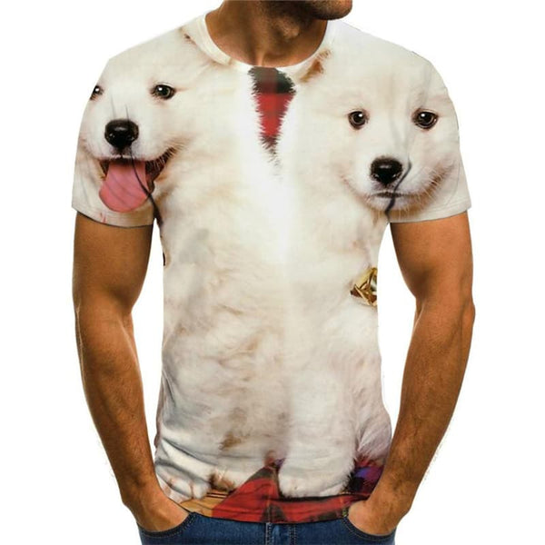 Animal T shirts Men Dog Tshirts Novelty Lovely T shirts Funny Christmas Tshirts Cool White Shirt Print