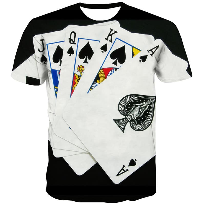 Playing Cards T shirts Men Black Tshirt Anime Novel T-shirts Graphic Harajuku Shirt Print - KYKU