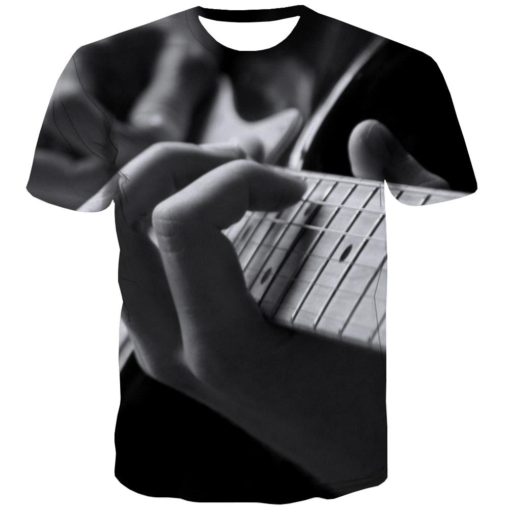 Guitar T shirts Men Music Tshirt Printed Wooden Tshirts Cool Metal Shirt Print