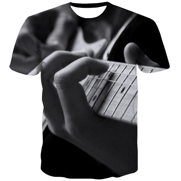 Guitar T shirts Men Music Tshirt Printed Wooden Tshirts Cool Metal Shirt Print