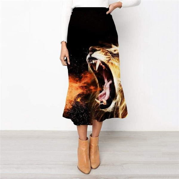 Lion Skirt Women Animal School skirt Anime Skirt Ladies Flame High waist skirts Harajuku Rock Frauen - KYKU