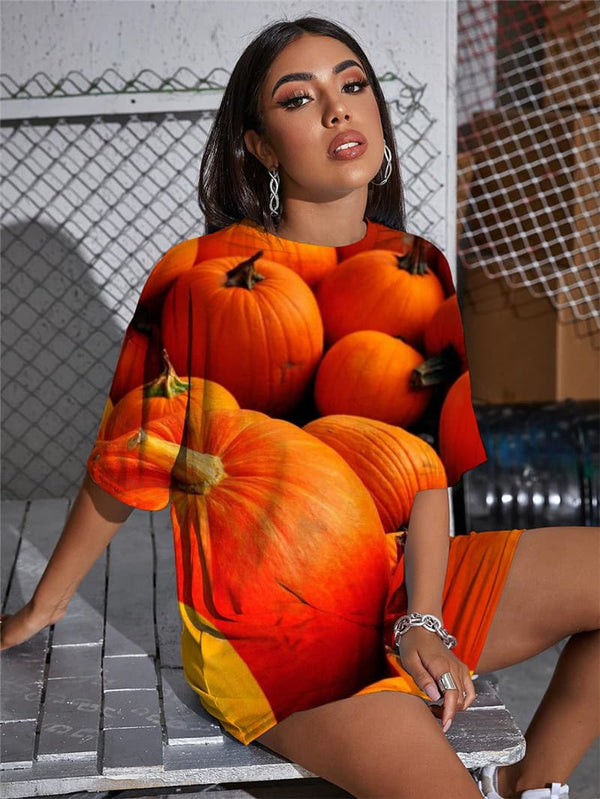 
Pumpkin T-shirt Women Halloween Punk Rock Moon T-shirts 3d Harajuku Gothic
                